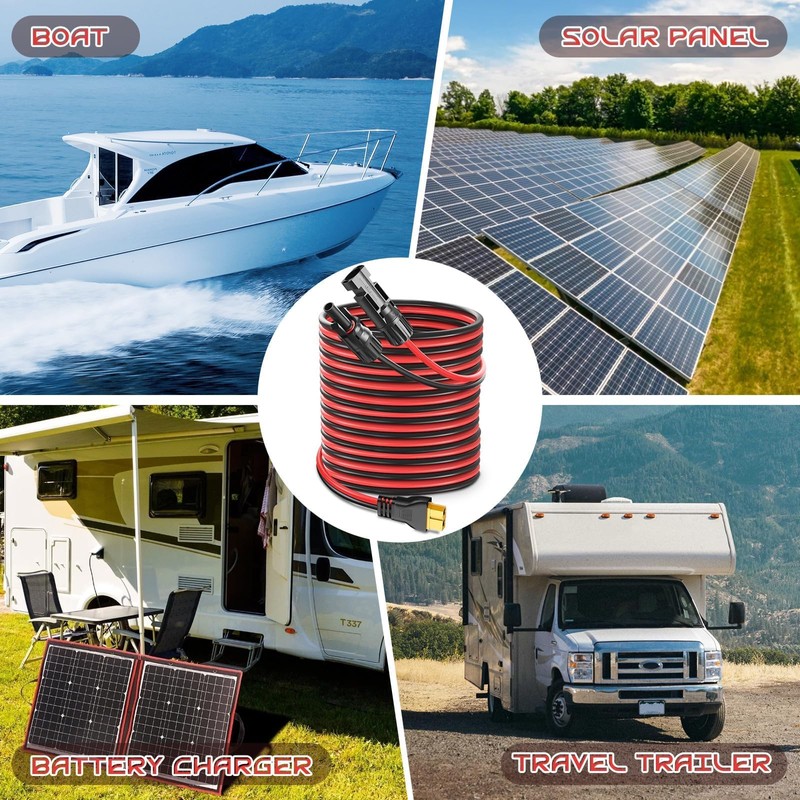 10AWG 20FT XT60 Solar Charging Cable, GIBBAB Solar Panel Connector