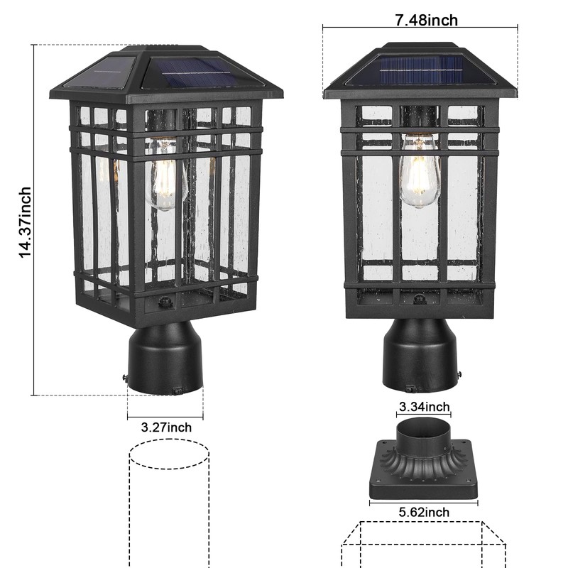 Solar Post Lights, Outdoor Post Lights Solar Powered, Waterproof Anti-Rust