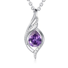 yoalincy Birthstone Necklaces for Women Infinity Pendant S925 Sterling Silver Teardrop Pendant Necklace Anniversary Birthday Gifts for Women Wife Christmas Gifts for Her Mom Lady