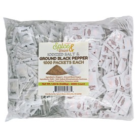 Gourmet Ground Black Pepper and Iodized Salt Single Serve Packets | By Dasher's Spice & Beans | 1000 Each - 2000 Total