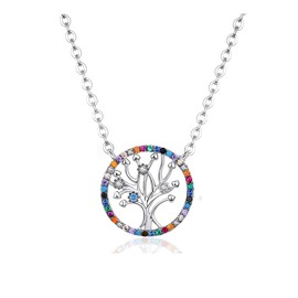 VICKWOOD Bracelet Tree of Life Necklace with Tree of Life Pendant Made of 925 Sterling Silver in Gold/Silver Gift for Women Birthday, Sterling Silver, Cubic Zirconia