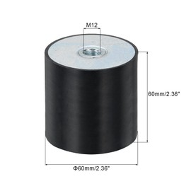 sourcing map 2Pcs 60 x 60mm M12 Thread Female Rubber Mounts, Vibration Isolators, Replaces Anti Vibration Pads Flat Silent Block Base Block