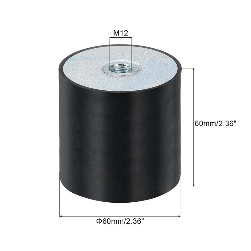 sourcing map 2Pcs 60 x 60mm M12 Thread Female Rubber