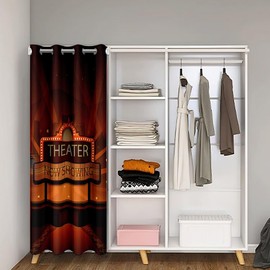 Movie Theater Door Curtain for Doorway Privacy Cinema Poster Design Room Divider Curtain Cover 34"x80" Theater Pattern 30%-50% Room Darkening Insulated Thermal Curtain Window Treatments Red Black