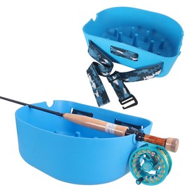 Hqkfuybl Fly Line Basket, Fishing Stripping Basket with Silicone Spikes, Fly Fishing Stripping Basket for Boat-Super Light Floating Flexible - Blue, 13.38x9.84x4.72in