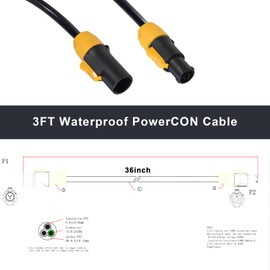 Extension powerCON True1 Male to Female Cable - 3FT 14AWG PowerCon Extension Cable, Heavy Duty Outdoor 20A Waterproof True Connector for Stage Light/Speaker(SAC3MX - SAC3FX)