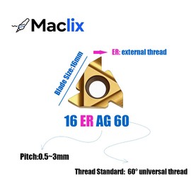 10PCS 16ER AG60 CNC Lathe Indexable Threading Carbide Turning Insert Blade