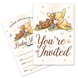 pertnate Pooh Bear Baby Shower Invitations with Envelopes, 20 Count
