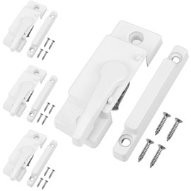 Window Sash Locks, 4 Pack Window Latches Replacement Sash Locks White Screw Hole Spacing 14mm/0.5in Fits Vinyl Single or Double and Vertical or Horizontal Sliding Windows for Anti-Theft