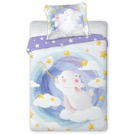 Faro Tekstylia Baby Bed Linen Children's Bed Linen 100 x 135 cm Bed Set 100% Cotton with Oeko-Tex Seal (Habbit), Grey