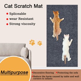 Cat Scratching Mat 11.8 x 11.8 2Pcs Self-Adhesive Cat Carpet Replacement Cat Wall Furniture Cat Scratch Furniture Protector Cat Scratch Mat Couch Furniture Protector (Grey)