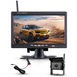 7 inch Wireless Backup Camera RV Plug & Play Wide View Rear View Camera Clear Night Vision HD 1080P Touch Key Monitor for Trailer Camper Motorhome IP68 Waterproof, for Trucks Trailer Camper SUV RV Van