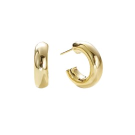 Poshevo 925 Sterling Silver Earrings for Women - Hypoallergenic 18K Gold Plated vermeil chunky Hoop | Stylish Lightweight Earrings for Wedding, Party, Gifts, and Everyday Wear (10.5 * 20 mm)