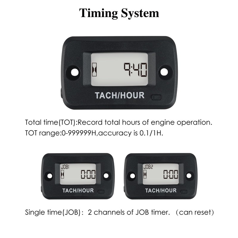 Jayron JR-HM019R Digital LCD Waterproof Gasoline Engine Hour Meter Tachometer