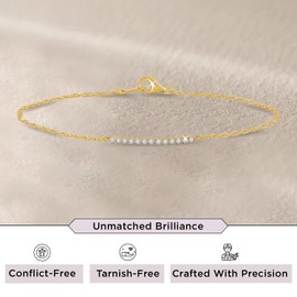 Jewelili Yellow Gold over Sterling Silver Lab Grown Diamond Chain Bracelet for Women | 1/10 CTTW | 7.25" | Timeless Jewelry Gift for Her | Gift Box Included
