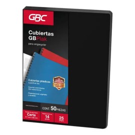 Cubierta Para Engargolar Gbc P3562 Paq 50 Pzs Tcarta Negro                                                                                            