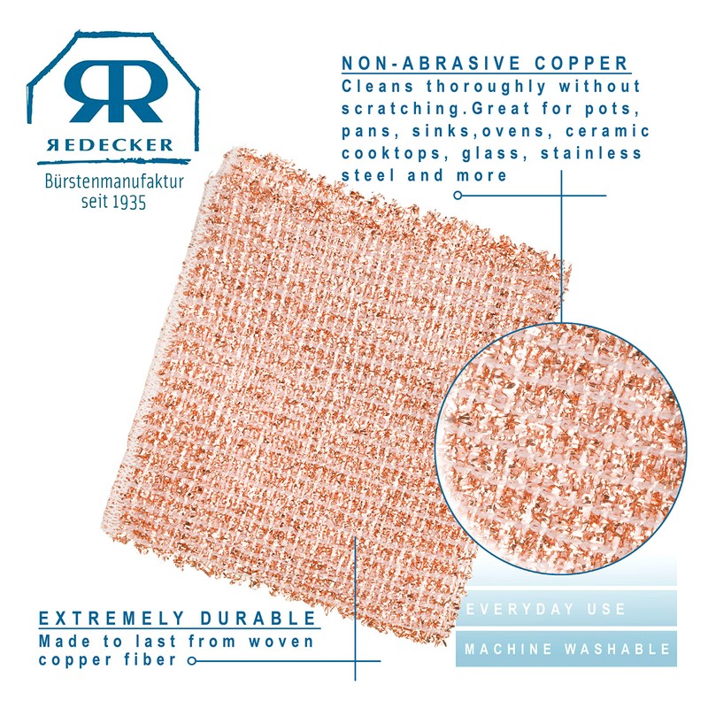 REDECKER Copper Scrubbing Cloth – 2-Ply Woven, Non-Scratch, Reusable &