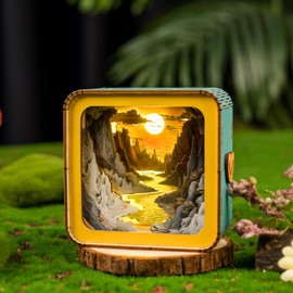 3D Wooden Puzzles Night Light, (River Sunset) DIY Night Light Kit, 3D Wooden Puzzles for Adults Creative DIY Birthday Gift for Friends and Family, DIY New Year Gift