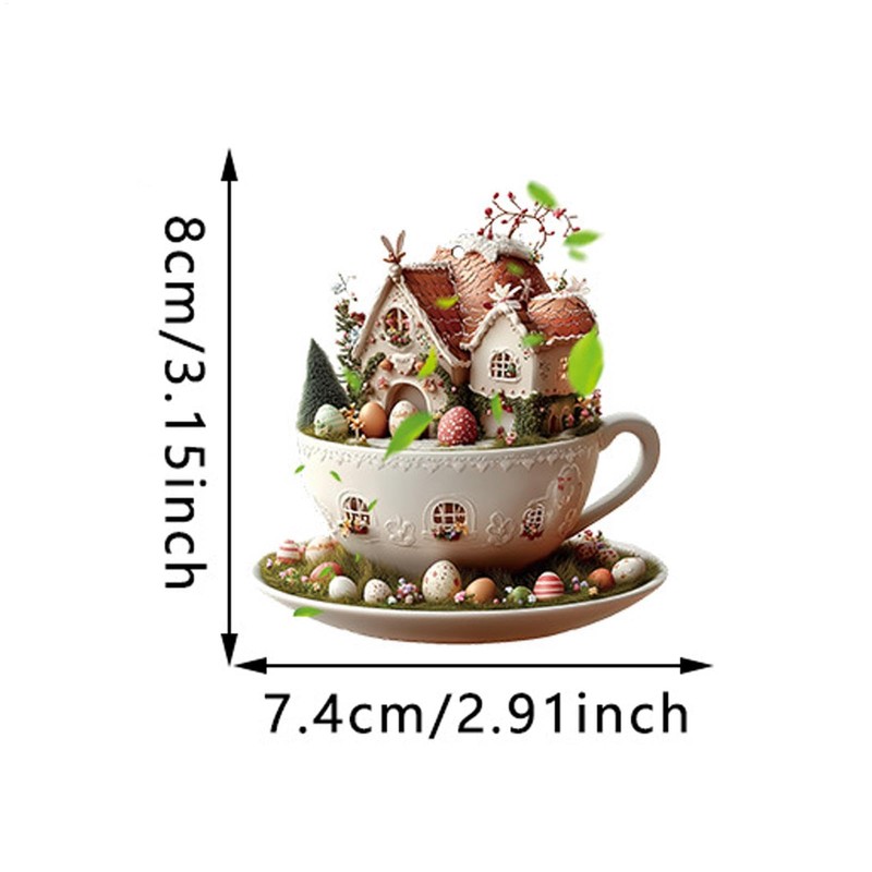 Easter Hangable Decorations, Coffee Cup House Easter Egg Cute Decorative