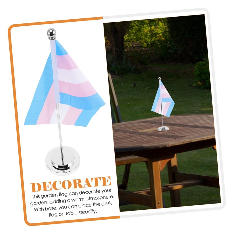 TEHAUX 1set Rainbow Table Flag Pride Decorations Desk Flag Rods