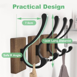 bussdis Wood Wall Hooks for Hanging - 4 Pack Hooks Wall Mounted, Wooden Rustic Farmhouse Heavy Duty Towel Hooks, Hooks for Coats, Towel, Hat, Keys, Purse, Bag and Robe