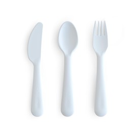 mushie Dinnerware Cutlery Set of 3 For Kids | Made in Denmark (Powder Blue)
