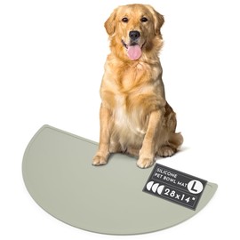 Should We Go? - Waterproof Silicone Pet Food Mat - Non-Slip, Spill-Proof Feeding Mats for Floors, Raised Edge Design, Easy-to-Clean, Durable Flexible Rubber Mat for Dog & Cat Bowls, Large-Sage