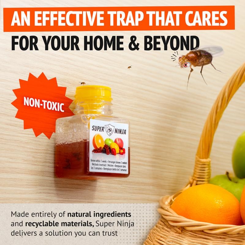 Super Ninja Fruit Fly Trap - Highly Effective Indoor Traps