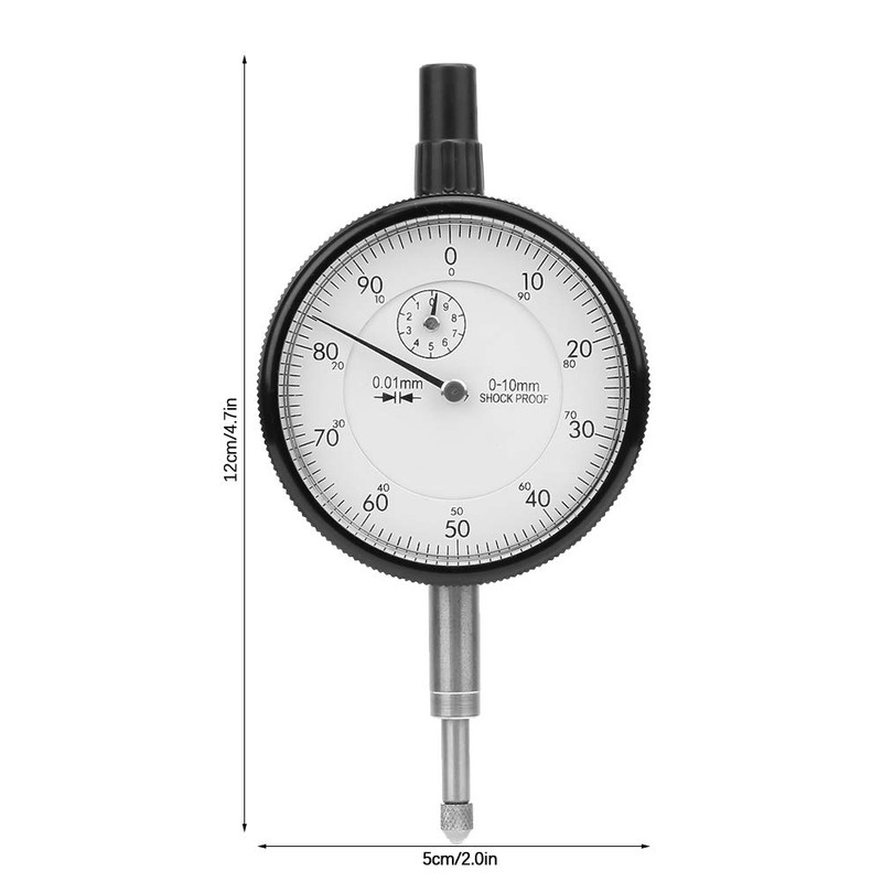 Jectse Dial Indicator, 0.01 mm Accuracy, 0-10 mm Range, Aluminium