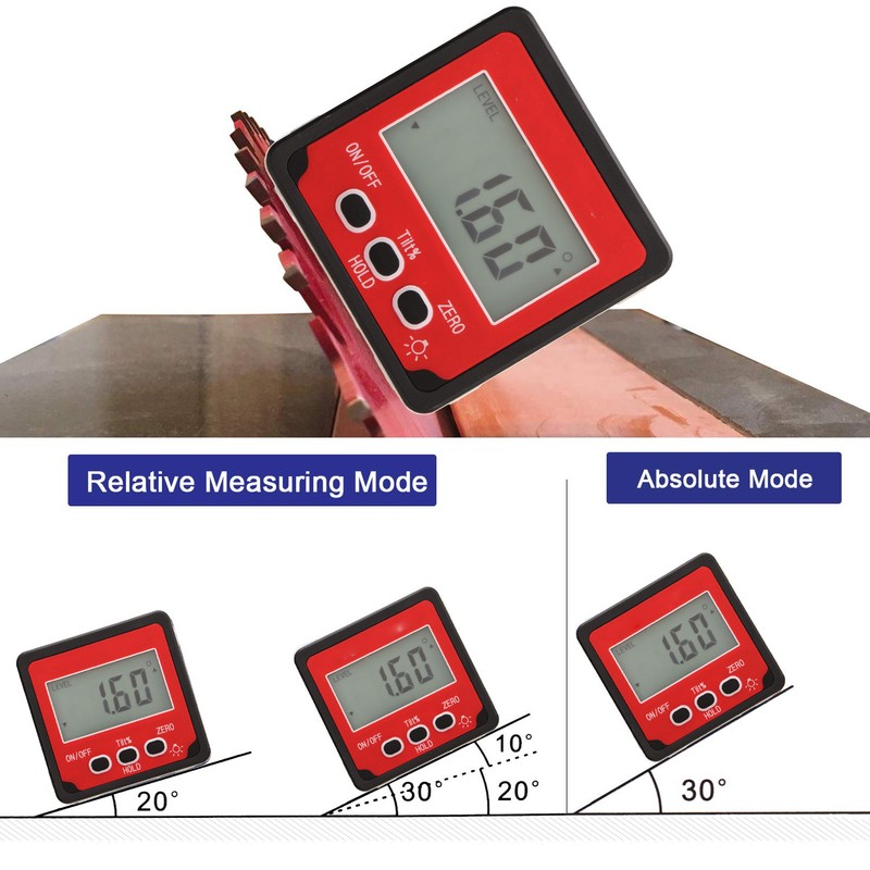 Angle Finder Digital Display Level Gauge Magnetic Inclinometer Tool for