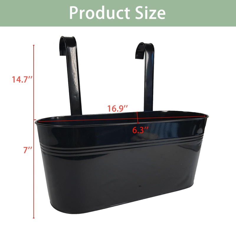 Joyfernal Hanging Planters for Outdoor Plants, 17" Railing Planter Pots,