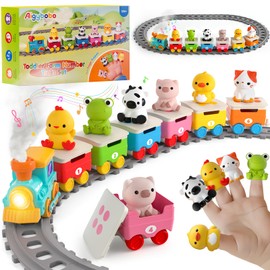 Toddler Toys for 1 2 3 Year Old, Electric Farm Animal Train Set with Music, Lights & Steam, Montessori Counting, Matching & Sorting Learning Toys, Christmas Birthday Gifts for Baby Boys Girls 12-18 M
