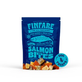 Finfare Freeze Dried Dog Treats, Salmon Skin Bites, Protein & Omega-3s, Grain Free Salmon Dog Training Treats, Made in USA, 2oz