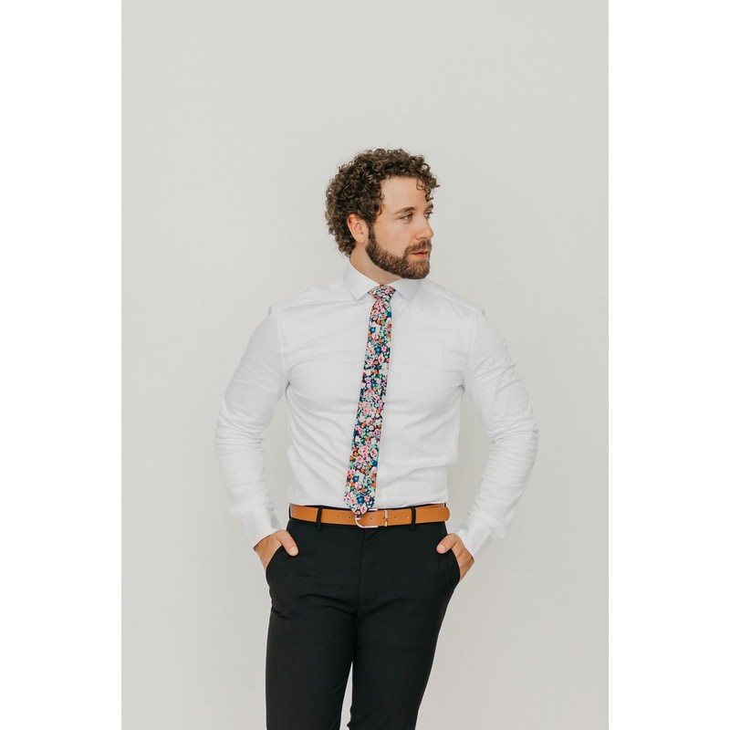 DAZI - Corbata de algodón con estampado floral para hombre,