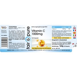 Fair & Pure® - Vitamin C 1000 mg - 120 Kapseln - gepuffert, hochdosiert und bioverfügbar - vegan - deutsche Qualitätsherstellung