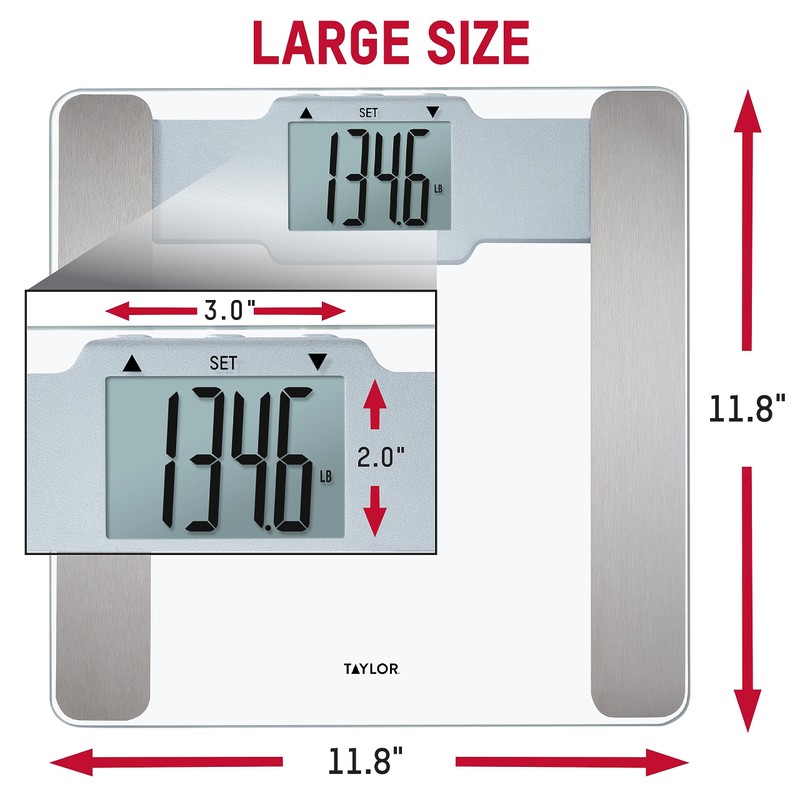 Taylor Digital Glass Body Composition Scale, Bathroom Scale for Weight,
