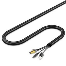 deleyCON 3.0 m Cable Tube with Zip 15 mm Diameter Cable Management Cable Duct Cable Protection Robust Nylon Cable Sheath Household Office Desk Black