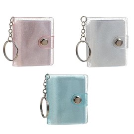 YIBOOOM Mini Photo Album, Portable, Includes 3 Pieces, Pink + White + Blue), Waterproof, PVC, Snap Closure, Lightweight, Compact, Transparent, Lover Memory, Wedding, Birthday, Anniversary, Memorial Storage, Handmade, DIY, For Children, Students, Couples 