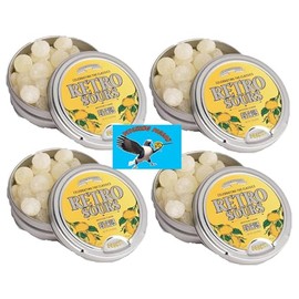 Retro Sours Hard Tangy Candy 4ct Citrus Flavored Tins 8.48oz - Includes PITCHING PIGEON Brand Magnet
