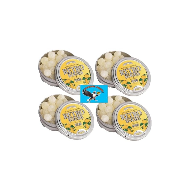 Retro Sours Hard Tangy Candy 4ct Citrus Flavored Tins 8.48oz