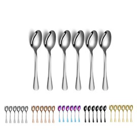 Coffee Spoons, Kyraton 13 cm Stainless Steel Teaspoons 6 Pieces, Dessert Spoons, Ice Cream Spoons, Tea Spoons, Spoons Cutlery 6 Pieces