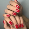 Shiny Red Press on Nails Christmas Medium Square Fake Nails