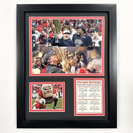 Legends Never Die, Inc. Georgia Bulldogs | Back to Back National Champions | 2021-2022 UGA Football |12"x15" Framed Photo Collage Under Glass