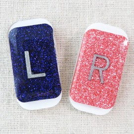 Glitter X-Ray Markers - Glitter Purple & Pink Epoxy Resin with Lead Letters L & R - NO INITIALS - Small Rectangle Generic Markers Include Extra Strength Adhesive Strips - Reusable & Washable