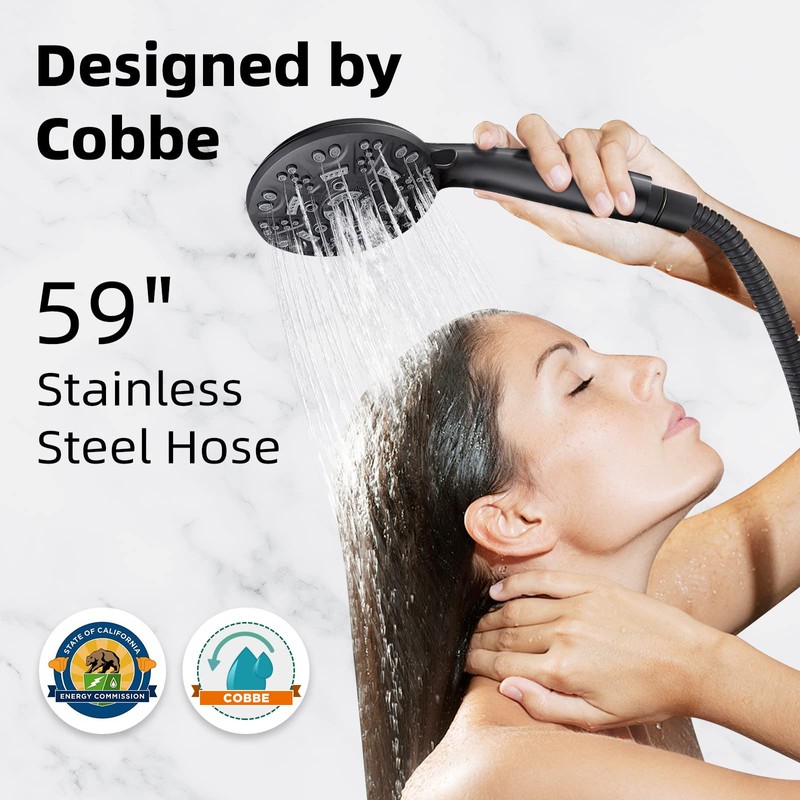 Cobbe 8 Functions Shower Head with handheld, High Pressure Shower