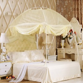 LivingPeace Floor-Integrated Mosquito Net (135x200cm) Beige