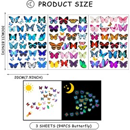 Luminous Wall Sticker Butterflies Luminous Wall Sticker Butterflies Decoration Butterfly Wall Sticker Wall Decoration for Living Room Bedroom Children's Room Blue