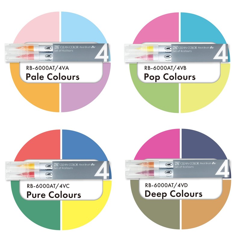 Kuretake Color Pen, ZIG Brush Pen, Clean Color, Real Brush,