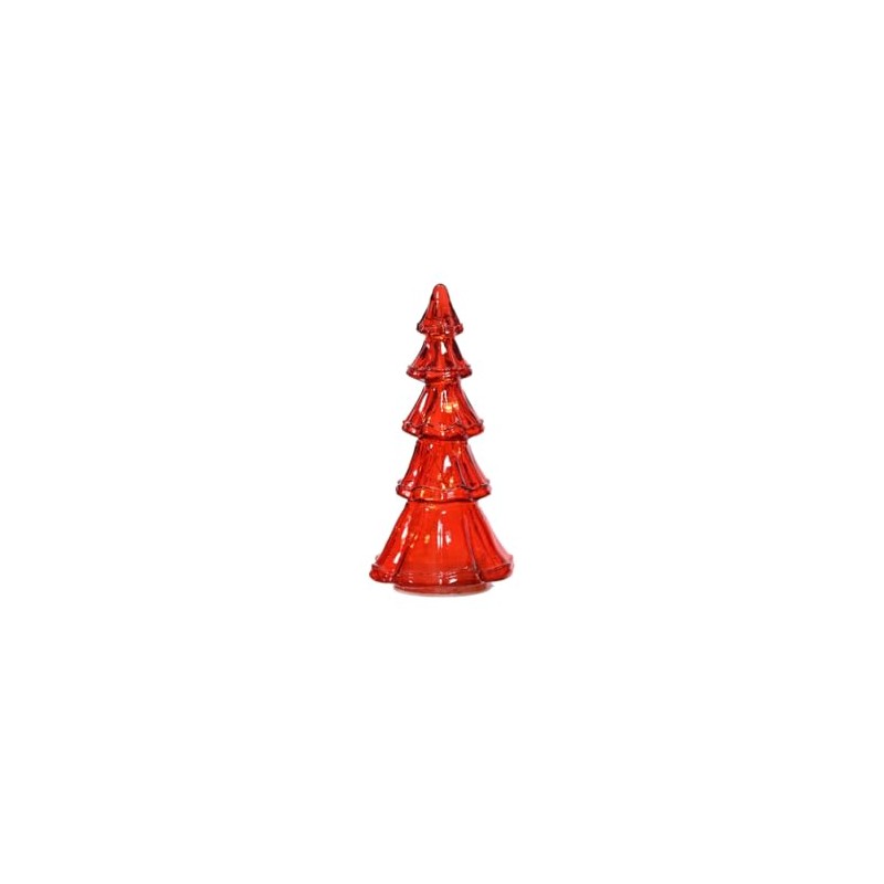 Lumineo Small Micro LED Red Glass Tree, 7.6" Tall, Warm