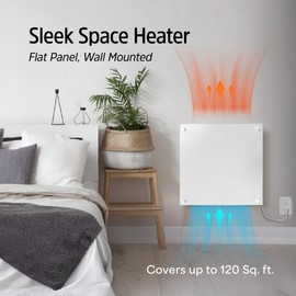EconoHome Convection Wall Heater with Thermostat - 400W Electric Wall Mounted Space Heater Panel - Updated Model, 120V - Heats Rooms up to 120 Sq Ft